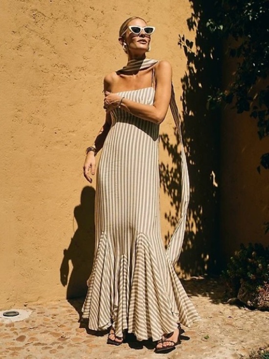 ANTONIO MELANI Dresses & Skirts - NWT Antonio Melani x M.G. Style Mallie Detached Scarf Stripe Mermaid Maxi Dress
